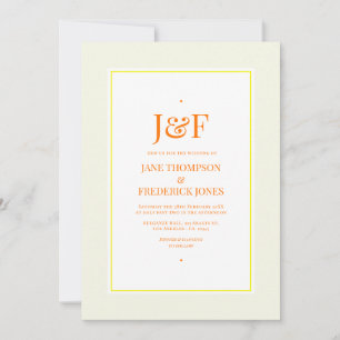Trendig typografi gul, orange och elfenbensvit brö inbjudningar