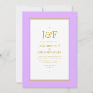 Trendig typografi Mauve och guldbröllop Inbjudningar