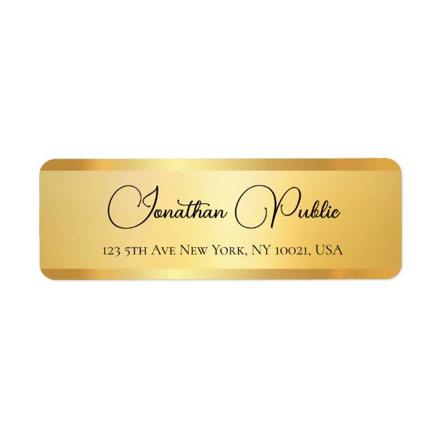 Trendig Typografi Namn Guld-utseendeReturadress Returadress Etikett (Framsidan)
