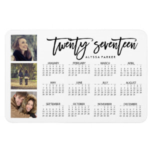 Trendig Typografi och tre foton 2017-kalender Magnet