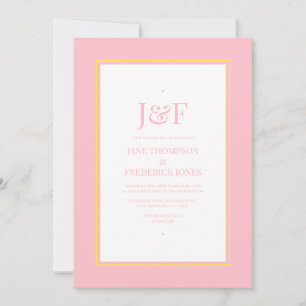 Trendig typografi rosa och gul bröllop inbjudningar