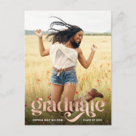 Trendig typografi Roséguld överlägg Foto Examen Vykort