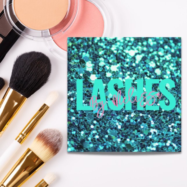 Trendig Typography Beauty Makeup Artist Lash Fyrkantigt Visitkort (Trendy Typography Beauty Makeup Artist Lashes Square Business Card)