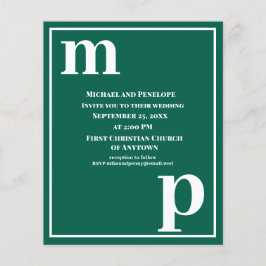 Trendig Typography Emerald Grönt Budget Bröllop Flygblad