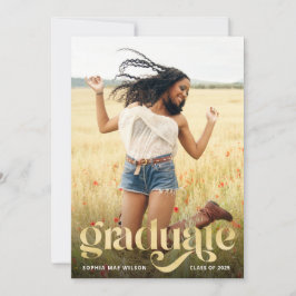 Trendig Typography Guld Overlay Photo Grad Party Inbjudningar