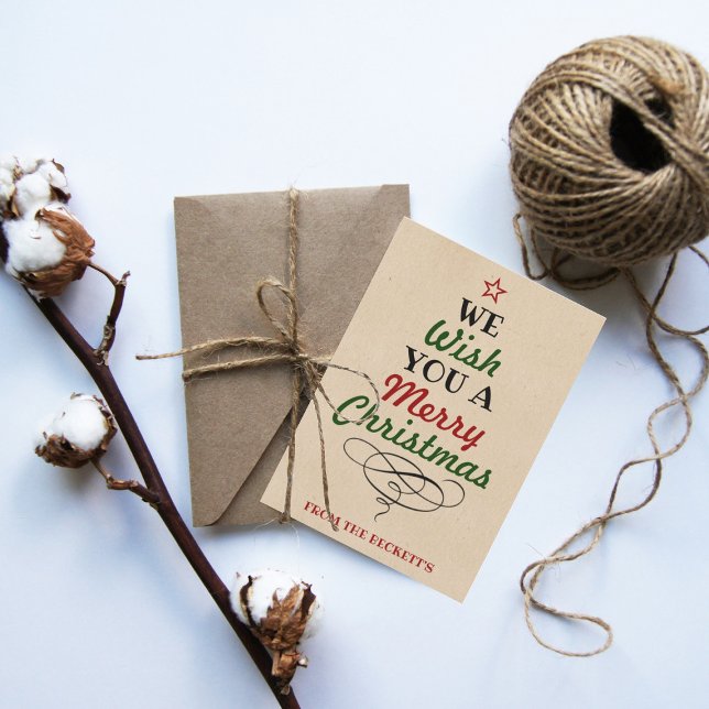 Trendig Typography Julgran Helgdag 3 Photo Julkort (Skapare uppladdad)