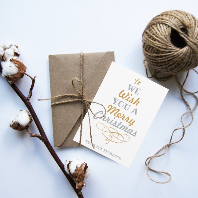 Trendig Typography Julgran Helgdag 3 Photo Julkort (Skapare uppladdad)