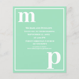 Trendig Typography Seafoam Grönt Budget Bröllop Flygblad