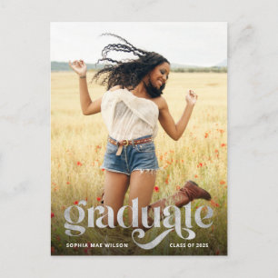 Trendig Typography Silver Overlay Photo Student Vykort