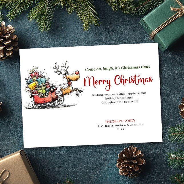 Trendig udda ren julhälsningskort julkort (Trendy quirky reindeer Christmas greeting card

)