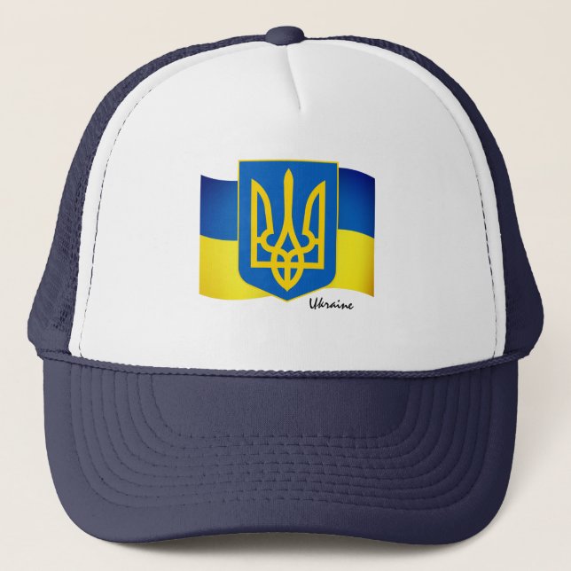 Trendig Ukrainas flagga, Emblem och Ukraina Sports Keps (Framsida)