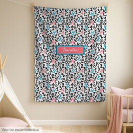 Trendig ull med monogram för flickor fleecefilt