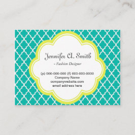 trendig, underbart, klassiskt, gult, teal quatrefo visitkort