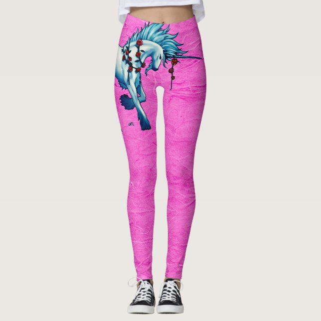 Trendig Unicorn Fantasy on Rosa Grunge Leggings (Framsida)