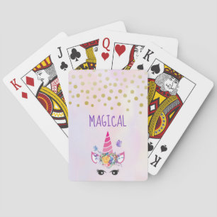 Trendig Unicorn med Blommigt Krona & Butterflies Casinokort