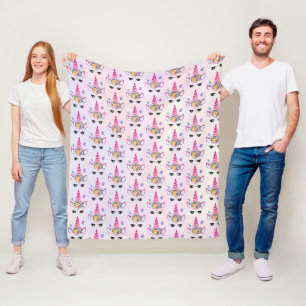 Trendig Unicorn med Blommigt Krona & Butterflies Fleecefilt