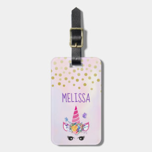 Trendig Unicorn med Flowers Butterflies & Confetti Bagagebricka