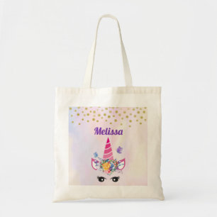 Trendig Unicorn med Flowers Butterflies & Confetti Tygkasse
