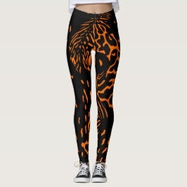 Trendig unik tiger orange djurtryckmönster leggings