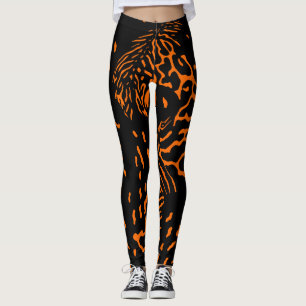 Trendig unik tiger orange djurtryckmönster leggings