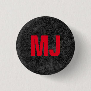 Trendig unikt grått-rött monogram namn initialer knapp
