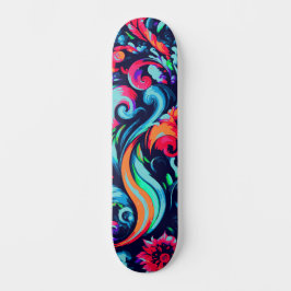 Trendig Urban Street Art Inspired Blommigt Skatebo Mini Skateboard Bräda 18,5 Cm