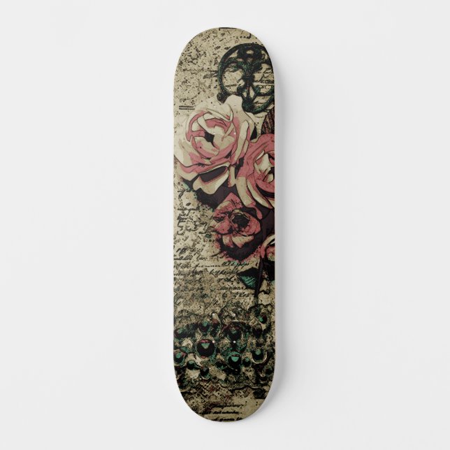 Trendig Urban Street Art Inspired Blommigt Skatebo Mini Skateboard Bräda 18,5 Cm (Framsida)