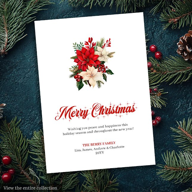 Trendig utskrivbar julblomma för hälsningskort julkort (Trendy Christmas Flowers Printable Greeting Card

)