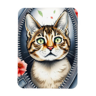 Trendig Vacker vattenfärgad kattsamling i sötvatte Magnet