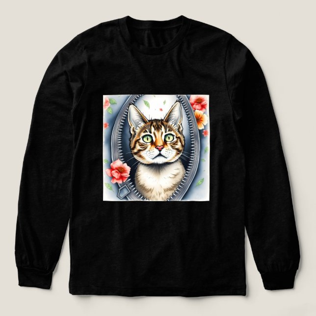 Trendig Vacker vattenfärgad kattsamling i sötvatte T Shirt (Design framsida)