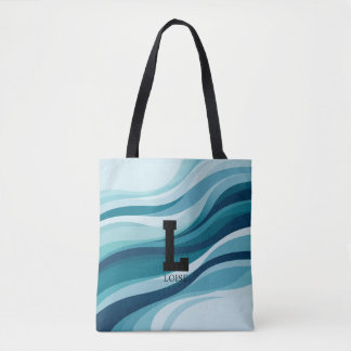 Trendig vågmonogram canvas-handväska tygkasse