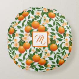 Trendig Valencia Orange Monogrammed Rund Kudde