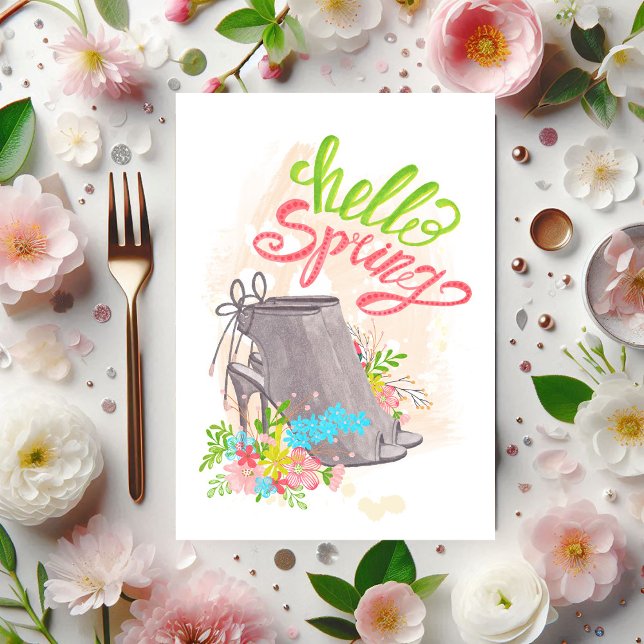 Trendig Vår Blommigt Shoe Birthday Inbjudningar (Trendy Spring Floral Shoe Birthday Invitation)