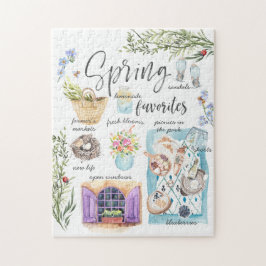 Trendig Vår-favoriter | Illustration av vattenfärg Pussel