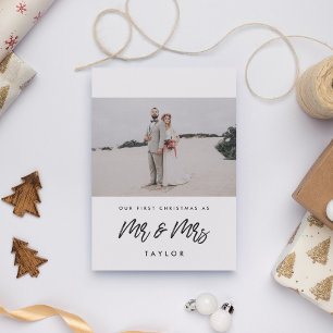 Trendig Vår första jul som Mr & Mrs Photo Inbjudningar