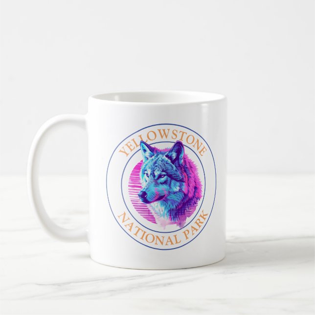 Trendig Varg Art, Yellowstone National Park, Circl Kaffemugg (Vänster)