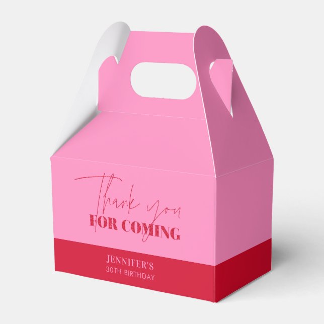 Trendig varmt rosa röd födelsedags tack så mycket presentaskar (Framsidan Sidan)