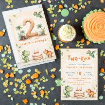 Trendig vattenfärg 2-rex 2:a födelsedagen