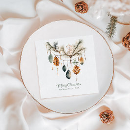 Trendig Vattenfärg Boho julprydnad Pappersservett