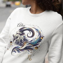 Trendig Vattenfärg Capricorn Zodiac Sweatshirt