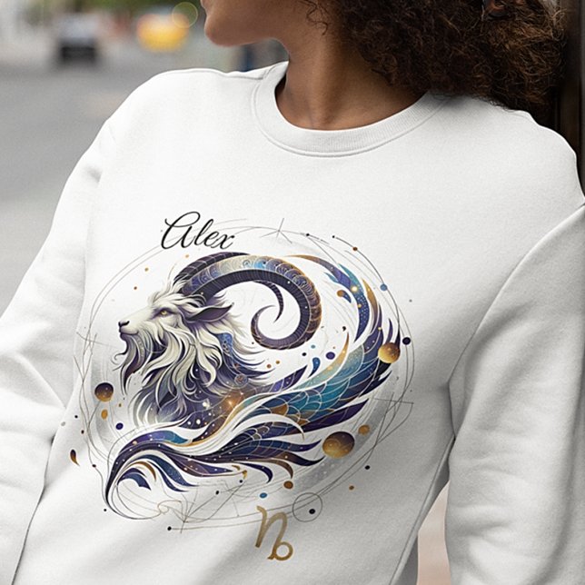Trendig Vattenfärg Capricorn Zodiac Sweatshirt T Shirt (Skapare uppladdad)