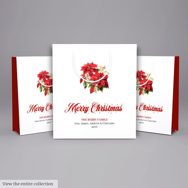 Trendig vattenfärg jul- julstjärna presentpåse (Trendy Watercolor Christmas Poinsettia Holiday Bag)