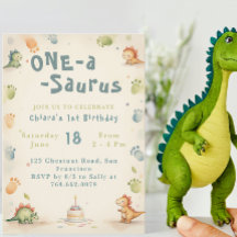 Trendig Vattenfärg One-a-Saurus första födelsedag