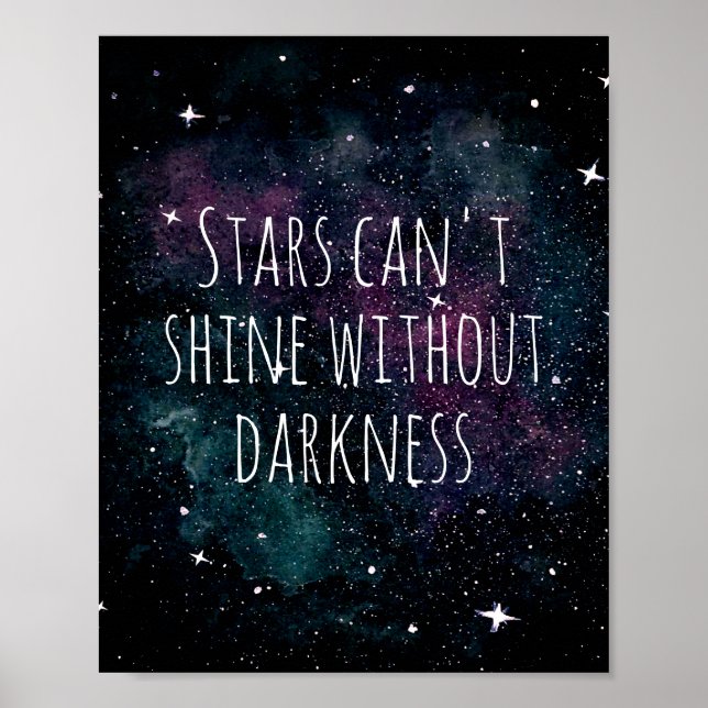 Trendig Vattenfärg Starry Night inspirational Quot Poster (Framsidan)