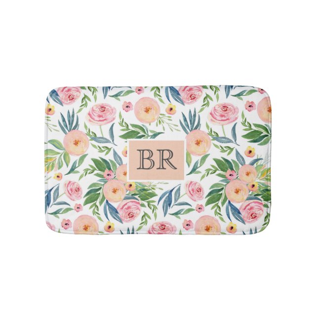 Trendig vattenfärger pastellfärgers rosa och persi badrumsmatta (Framsidan)