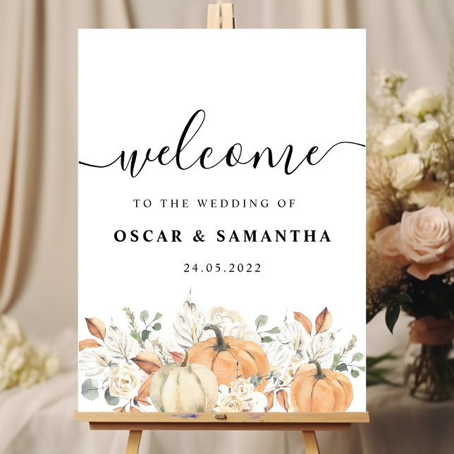 Trendig Vattenfärgsblommor och pumpor höst Poster (Skapare uppladdad)