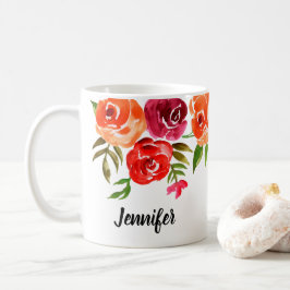 Trendig Vattenfärgsblommor, Personlig Kaffemugg