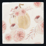 Trendig Vattenfärgspumpkin & Flowers | Höstfälla Stenunderlägg<br><div class="desc">Trendig Vattenfärgspumpkin & Flowers | Höstfälla</div>