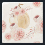 Trendig Vattenfärgspumpkin & Flowers | Höstfälla Stenunderlägg<br><div class="desc">Trendig Vattenfärgspumpkin & Flowers | Höstfälla</div>