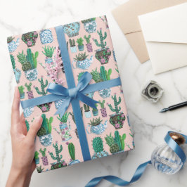 Trendig växt älskare cactus succulous Söt rosa Presentpapper